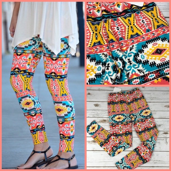 Mixed Print Colorful Leggings - Picture 2 of 2